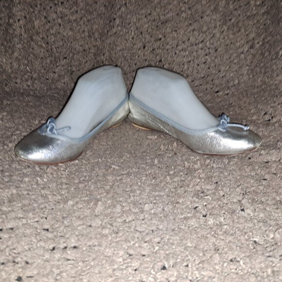 BAGLLERINA-Silver Leather Foldable Ballet Flats-Sz 36-Excellent - Picture 4 of 9